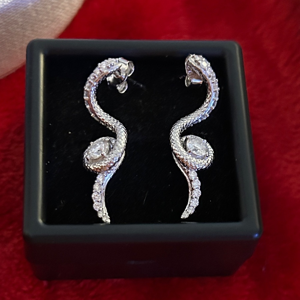 Moissanite‎ Diamond Snake slither dangle Earrings
